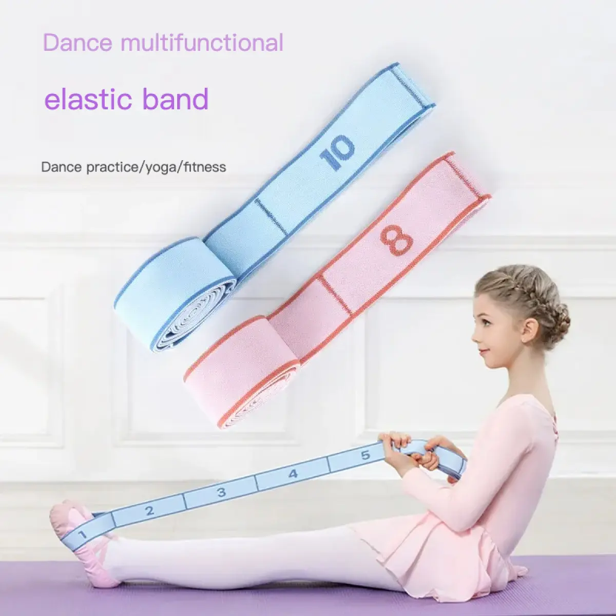Flexible Band Kids Adult Dance Resistance Bands Set Numbered 8/10/12-Segment Training Tubes Color-Coded Progressive Strength System Professional Yoga & Ballet Stretch Band for Flexibility Exercise