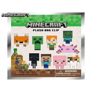 Minecraft Officially Licensed Plush Bag Clip, 3D Game Character Keychain, Random One Alex Steve Zombie, Perfect Gift for Kids