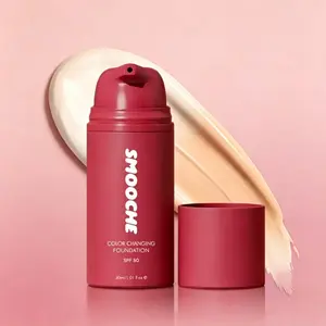 Smooche Adaptive Color Changing Foundation, Self Shade Adjusting Liquid Base with SPF50, 24 Hour Transfer-Proof Long Wear, Vegan Clean Beauty Makeup