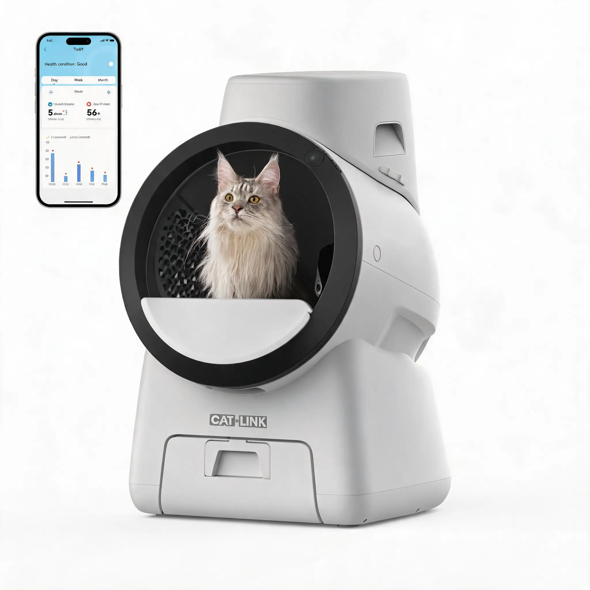 CATLINK Scoop Robot-Pro Smart Automatic Self-Cleaning Litter Box with Lid, Auto Refiller, 15L Waste Bin, Dual-AI Camera Tracking, 2.4/5G WiFi App Control & Health Reports, Odor Control for Multi-Cat Households (Bentonite Clay/Recycled Paper Compatible)