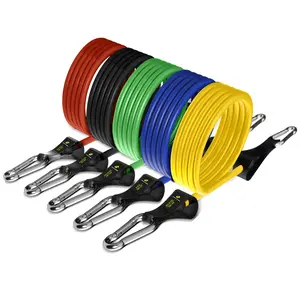 Utopia Fitness Resistance Bands Set with Handles - 5 Exercise Bands (10-50 lbs), Home Gym Equipment with Door Anchor, 2 Ankle Straps & Carry Bag