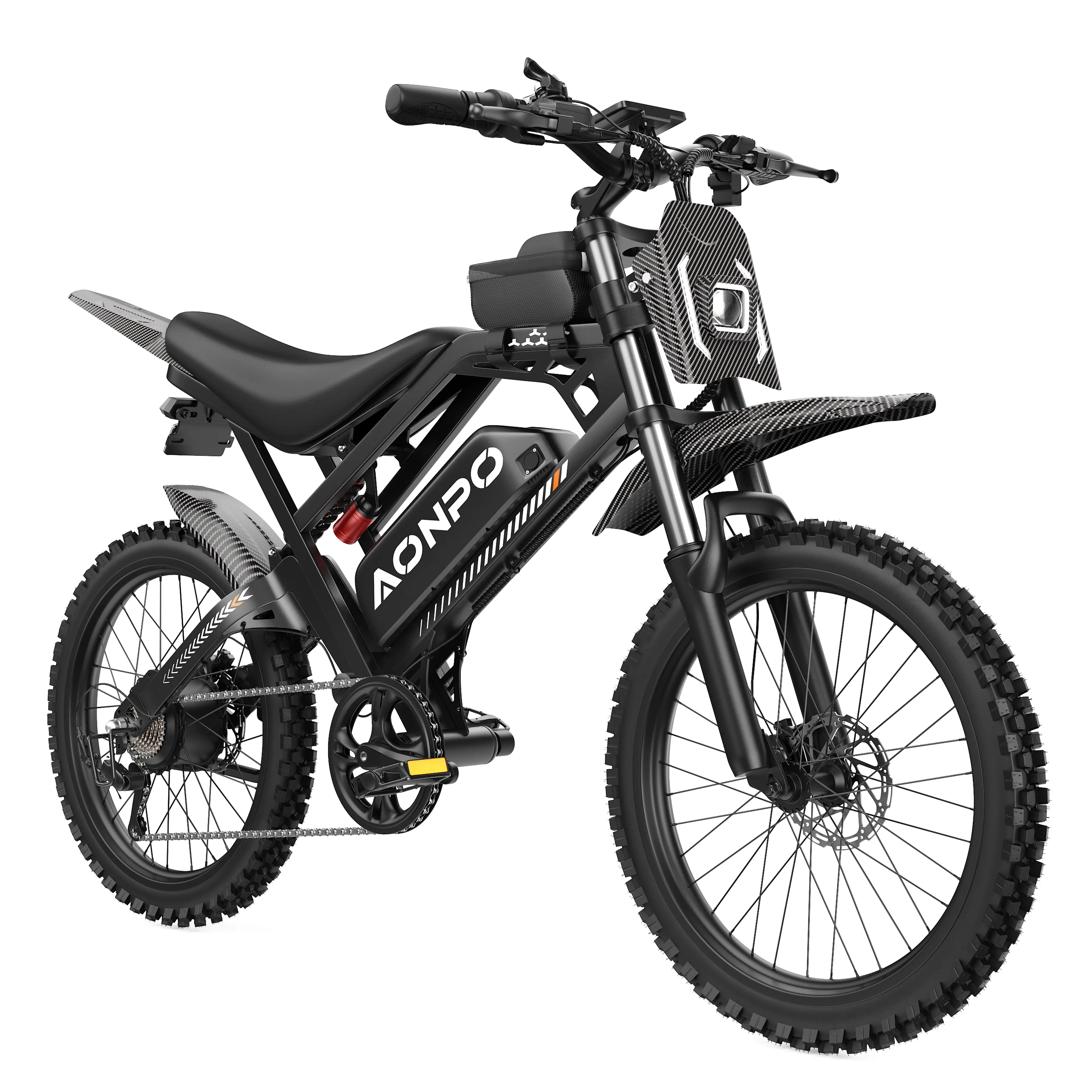 AONPO 2000W Off-Road Electric Dirt Bike - Ebike for Adults, 33MPH Speed, 52V Removable Battery, 45 Mi Long Range, Dual Hydraulic Suspension All-Terrain Bicycle for Mountain/Commute, US Local After-Sales Support clipless pedals dirt bikes e bike 40 mph tik