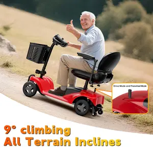 4 Wheel Mobility Scooter for Seniors&Adults- 25 Miles Range, Foldable Powered Electric Wheelchair Device w/600WH Battery,Only 8 lb Weight, Dual Basket, 300 lb Capacity, Compact,Red