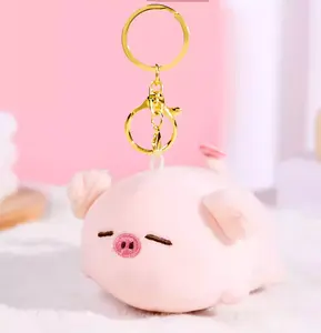 MINISO Cute Floppy Pig Plush Keychain,Kawaii Pig Keychain,Sweethearts Bag Charm,Plush Key Ring Gift,Floppy Pose, Fluffy Heart, Carry On Cuteness,Tiny but Bursting with Personality,Holiday Gift Birthday Gift