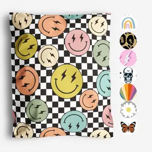 10x13 Poly Mailers Smiles Checkerboard Waterproof Tear-Resistant Shipping Bags with Adhesive Seal 100 Pack