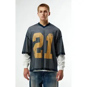 Pacsun Men's 21 Mesh Jersey 2fer Long Sleeve T-Shirt