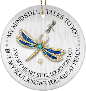 Ornament for Christmas Tree, Sympathy Gifts for Loved Ones, Printed Ceramic Ornament 2024, Dragonfly Ornament, Memories Ornament