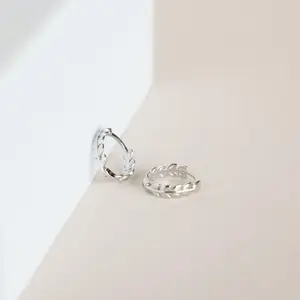 modmints Dainty Leaf Huggie Hoop Earrings - Artificial Gemstone Accent Hoop Jewelry,summerwins