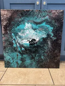 Black Pearl Sea Art Canvas Abstract Turquoise Splash Home Decor Wall Art for Modern Interiors Featuring Natural Beauty