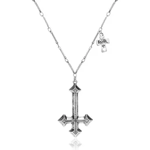 Inverted Cross Pendant Necklace: Gothic Sacred Religious Upside Down Cross Faith Necklace Satanic Jewelry Halloween Gifts for Women Men