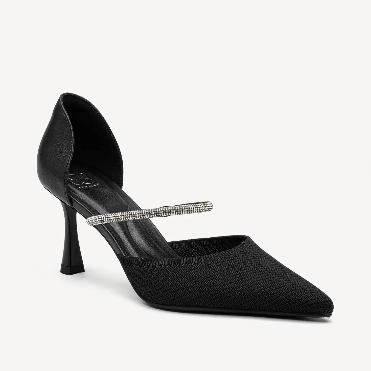 COSY ISLAND CharmElle Sparkle Pointed Toe Heeled Pumps with Elegant Ankle Strap for Women's Formal Wear