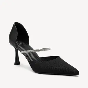 COSY ISLAND CharmElle Sparkle Pointed Toe Heeled Pumps with Elegant Ankle Strap for Women's Formal Wear