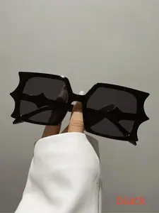 Unisex Trendy Minimalist Plain Color Bat Frame Design Sunglasses, Vintage Black Sunglasses for Everyday Use, Fashionable Versatile Accessories for Driving Use, Lightweight Durable Sunglasses