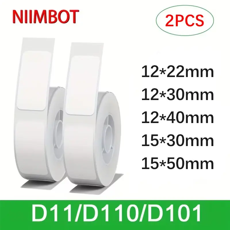 2 Rolls Original Niimbot Adhesive Label Paper 12x22mm, Compatible with Niimbot D11/d101/d110/h1s, Ideal for Price Tags, Office, Home, Retail Store, Shipping Labels, Label Sticker