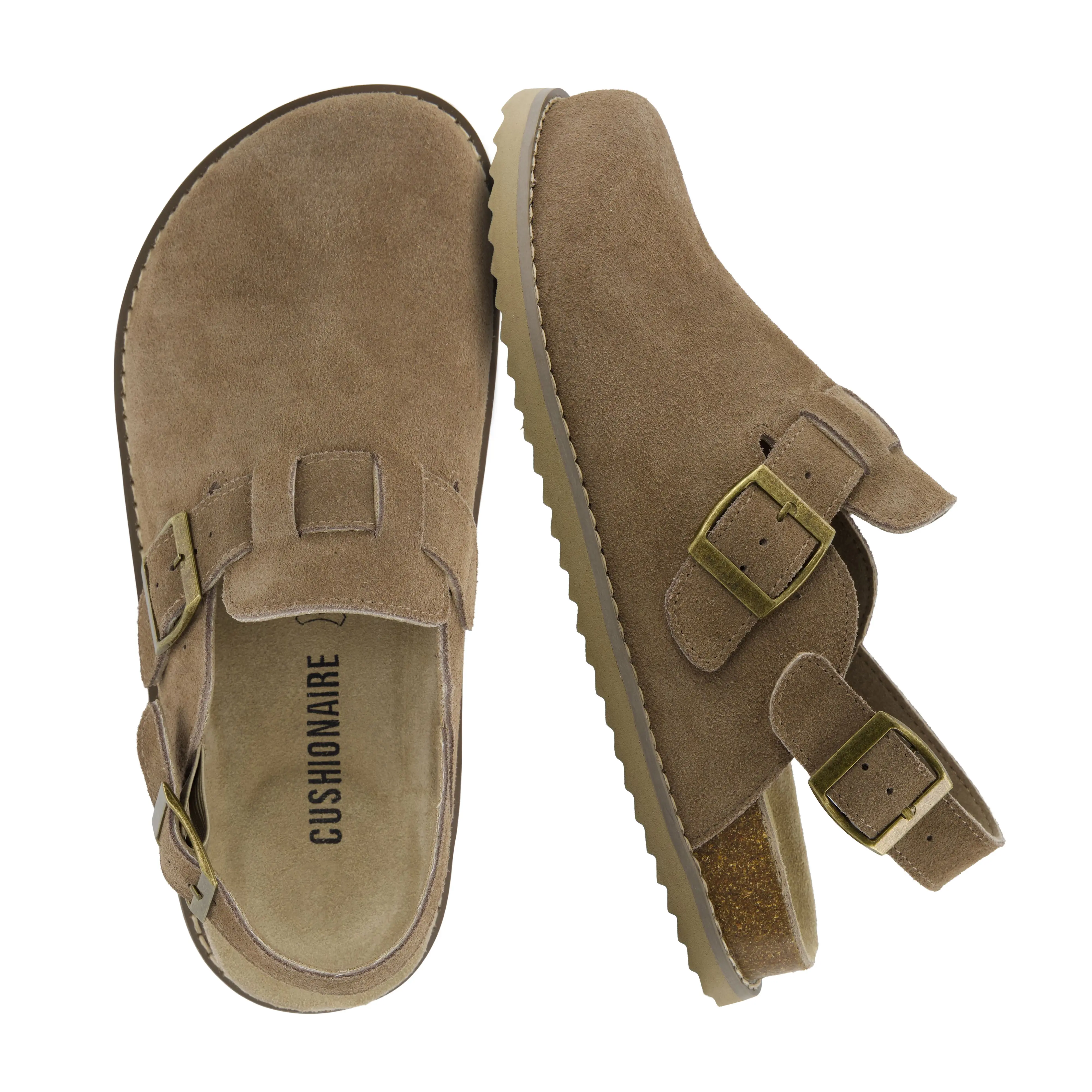 Cushionaire Brooklyn Genuine Suede Slingback Clogs for Women | Genuine Leather Casual Shoes for Women with Memory Foam Cushioned Insoles, Adjustable Back Strap