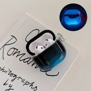 Glow in The Dark Gradient AirPod Case for AirPods 4/3/Pro/Pro 2nd Generation, Luminous Gradient Protective Cover with Keychain, Shockproof Soft TPU Case Compatible with AirPods Series