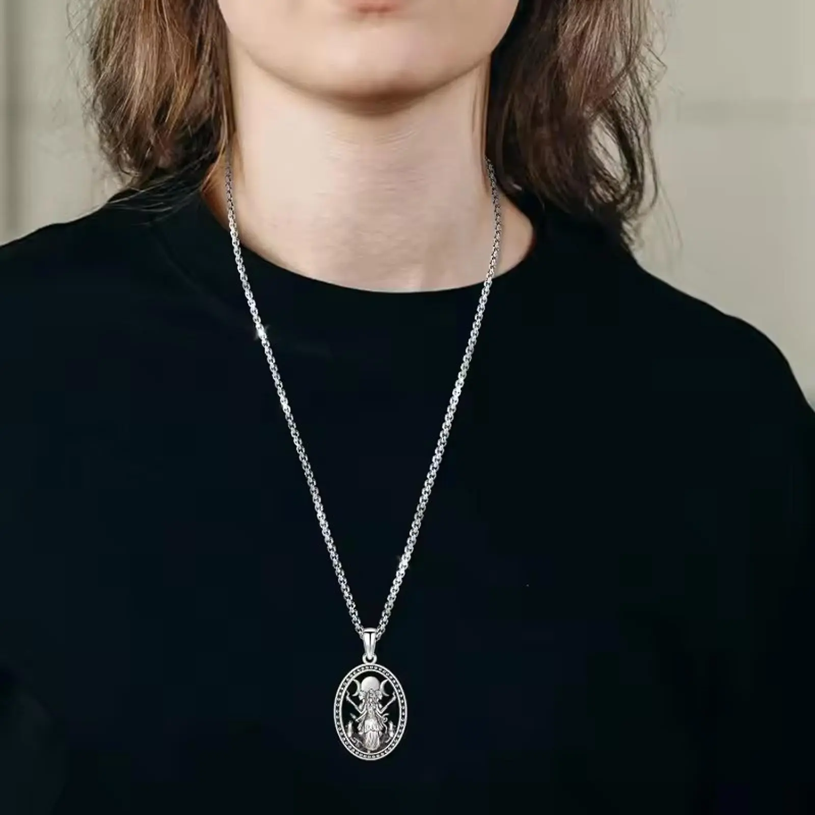 Elegant March Goddess Hecate Statement Necklace, Witch's Faith Amulet Jewelry for Women, Daily Wear Accessory Gift