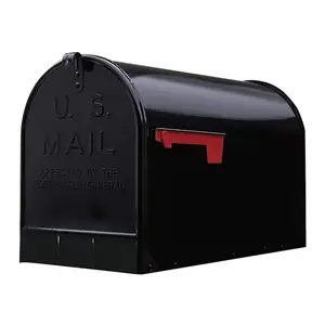 Heavy-Duty Ironside Black Steel Post-Mount Mailbox – Large Capacity Galvanized Outdoor Mailbox for Secure Home Mail Delivery