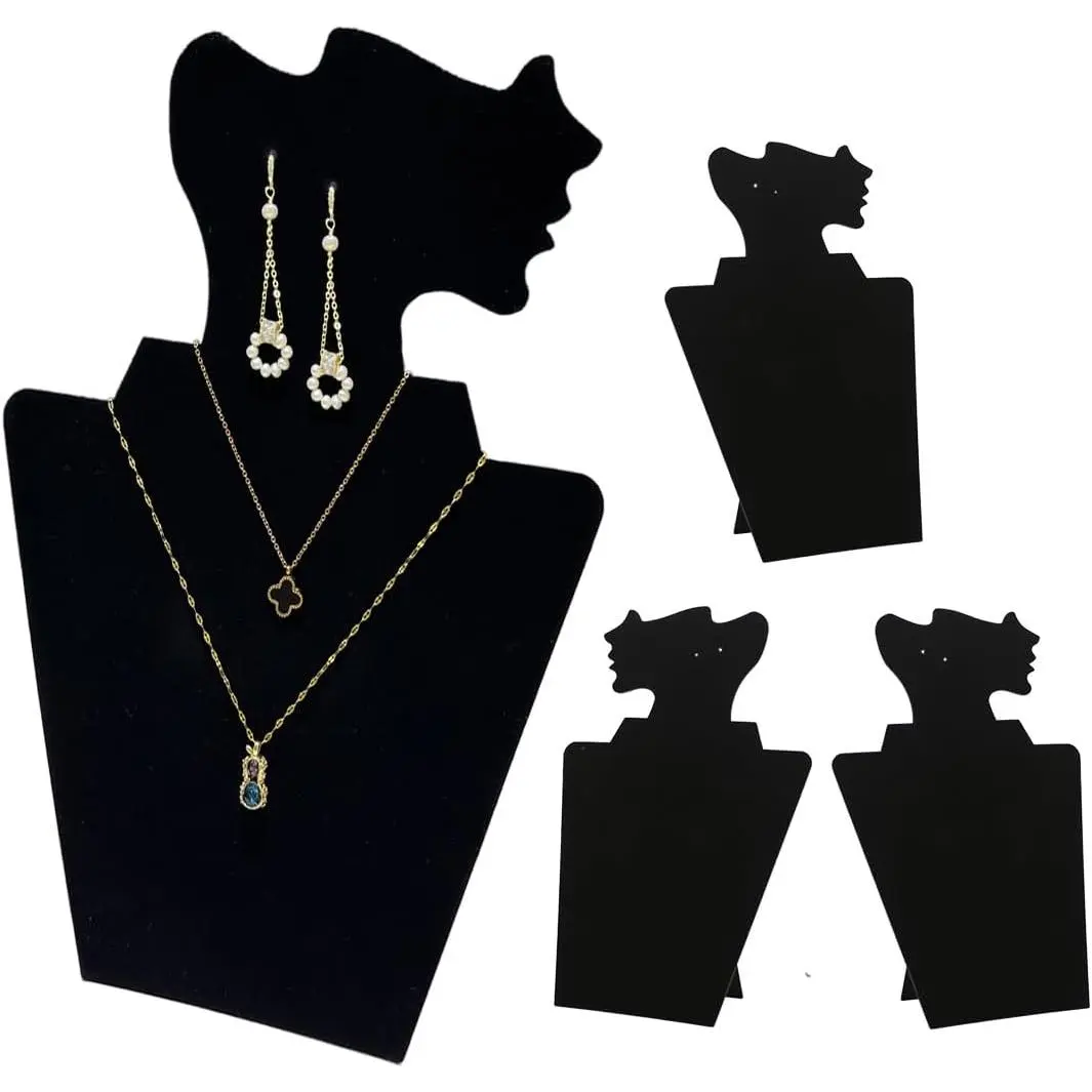 4 count/Set  Black Foldable Necklace Display, Earring Necklace  Set Easel Display Stand Rack, Bust Stand Holder For Home or Shop Sell Show