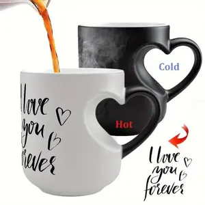 Heart-Shaped Color Changing Ceramic Mug, I Love You Eternal Design, Perfect Mother's Day or Valentine's Day Gift, Hand Wash Only, Ideal for Special Occasions, Stylish Drinkware, Ceramic Coffee Cup