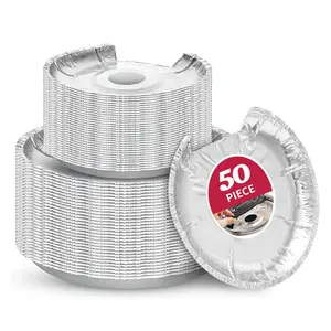 50PC COZZIVITA Round Electric Stove Burner Covers - Stove Top Covers for Electric Stove Thicker Aluminum Foil Burner Liners - Disposable Stove Top Protector (25 * 6 Inch and 25 * 8 Inch)