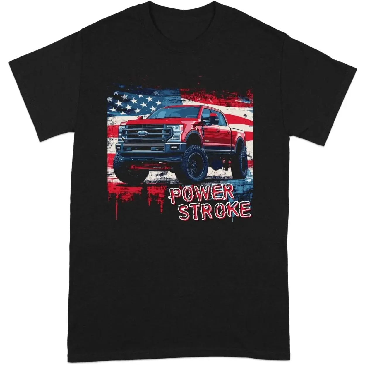 Powerstroke Patriotic Truck American Flag Diesel Ford Truck T-Shirt Sweatshirt Hoodie, Car Enthusiast and Fans Gift