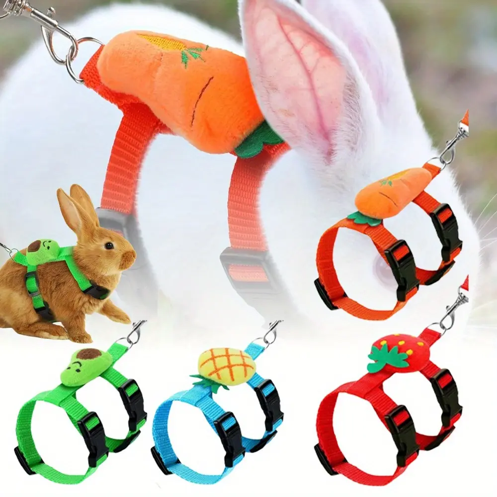 4 Sets Adjustable Bunny Rabbit Harness and Leash Set Small Pet Cute Vest Harness Leash with Decoration for Bunny Ferret Small Pets(Fruit),Halloween Christmas Party Fathersdaygift,DIY Hand Tools Kits