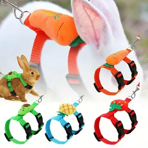 4 Sets Adjustable Bunny Rabbit Harness and Leash Set Small Pet Cute Vest Harness Leash with Decoration for Bunny Ferret Small Pets(Fruit),New Year Gifts,DIY Hand Tools Kits