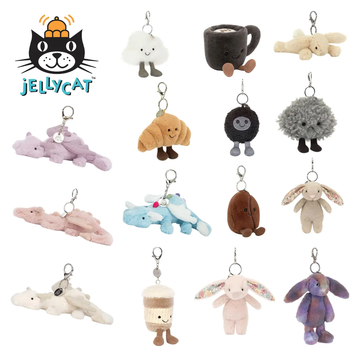 New Jellycat Collectible Keychain - Cute Animal Charm, Hanging Accessory for Car, Backpack Gift Item