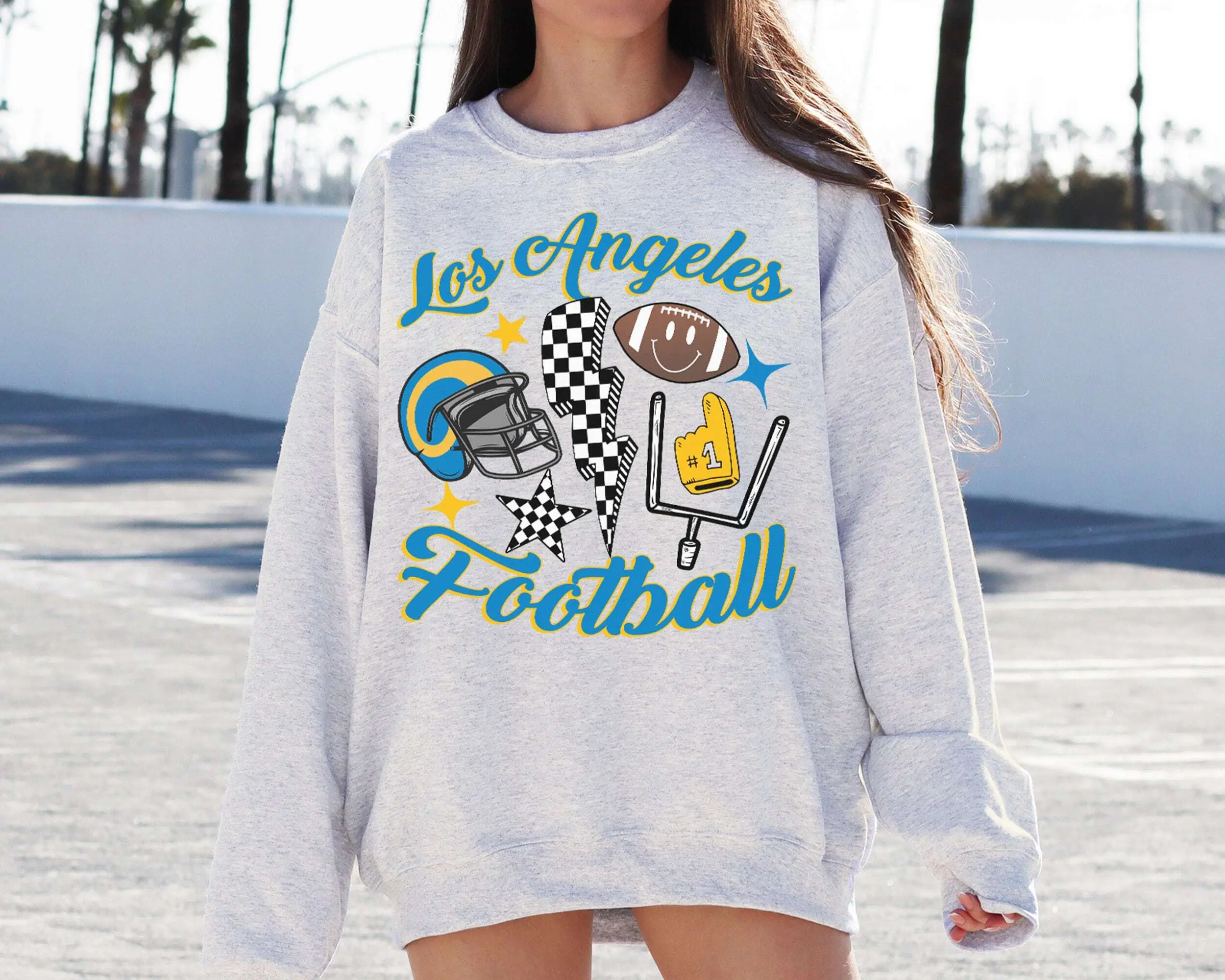Retro Los Angeles Football Crewneck Sweatshirt T-shirt Vintage Los Angeles Football Sweatshirt Rams Sweatshirt