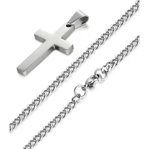 MILACOLATO Stainless Steel Cross Pendant Chain Necklace for Men Women, 22-30 Inches Daily Perfect for Daily Wear Stylish and Durable