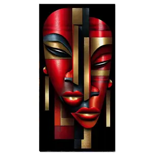 Color Geometric African Woman Diamond Painting Kits for Adults,5D Large Size Diamond Art Kits, Diamond Art Mosaic, for Beginners, DIY Gem Art Crystal Painting for Home Wall Decor, Present, Geometric Design, Diamond Pattern Design