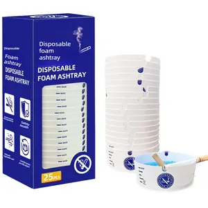 25-Pack Vintage Disposable Paper Decor Ashtrays, Portable Eco-Friendly with Deodorizing Smokeless Gel, Car Cup Holder Compatible, Ideal for Office Home Decor & Indoor Use