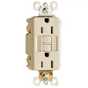 212 MAIN Tamper-Proof Self-Test GFCI Outlet - 15A Ivory LED Power Outlet, Pass & Seymour 1597NTLTRICC4 Receptacle with Night Light Socket