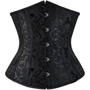 Women's Lace Up Boned Corset Jacquard Brocade Waist Training Underbust Corset  Halloween Costumes