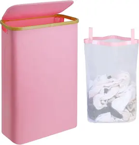 Hamper  Laundry Basket - 60L Slim Laundry Hamper with Lid, Cute Hamper Girls Laundry Basket for Bedroom, Slim Girls Laundry Hamper with  Handle, Ideal for Valentine's Day