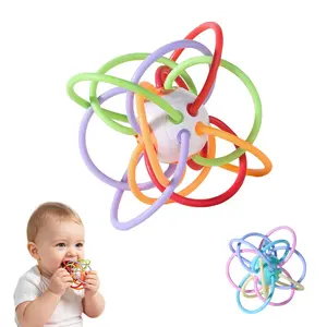 Random Color Infant Teething Ball, Safe Multicolor Baby Soothing Chew Toy, Newborn Teether, Sensory Training Toy, Touchy-Ducky Teething Gel