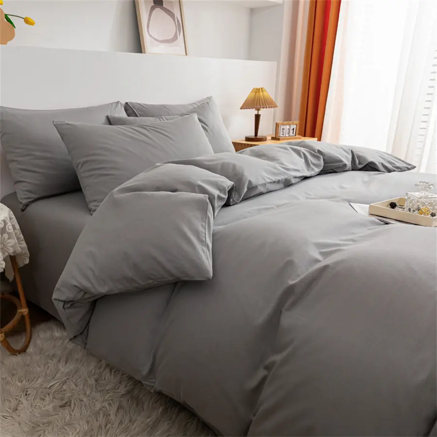 3-Piece Solid Bedding Set, Includes 1 Fitted Sheet & 2 Pillowcases, Zipper Closure, Polyester Material, Bed Sets