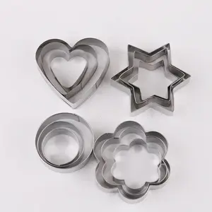 12pcs/set Stainless Steel Cookie Biscuit DIY Mold Star Heart Round Flower Shape Cutter Baking Mould Cookiecutters Cookie Cutters Home