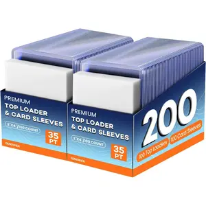 200 Card Sleeves Top Loaders for Cards, 3" x 4" Hard Plastic Toploaders, Baseball Card Protectors, Trading Card Holder for Football Sports Cards (100 Toploaders + 100 Penny Sleeves)