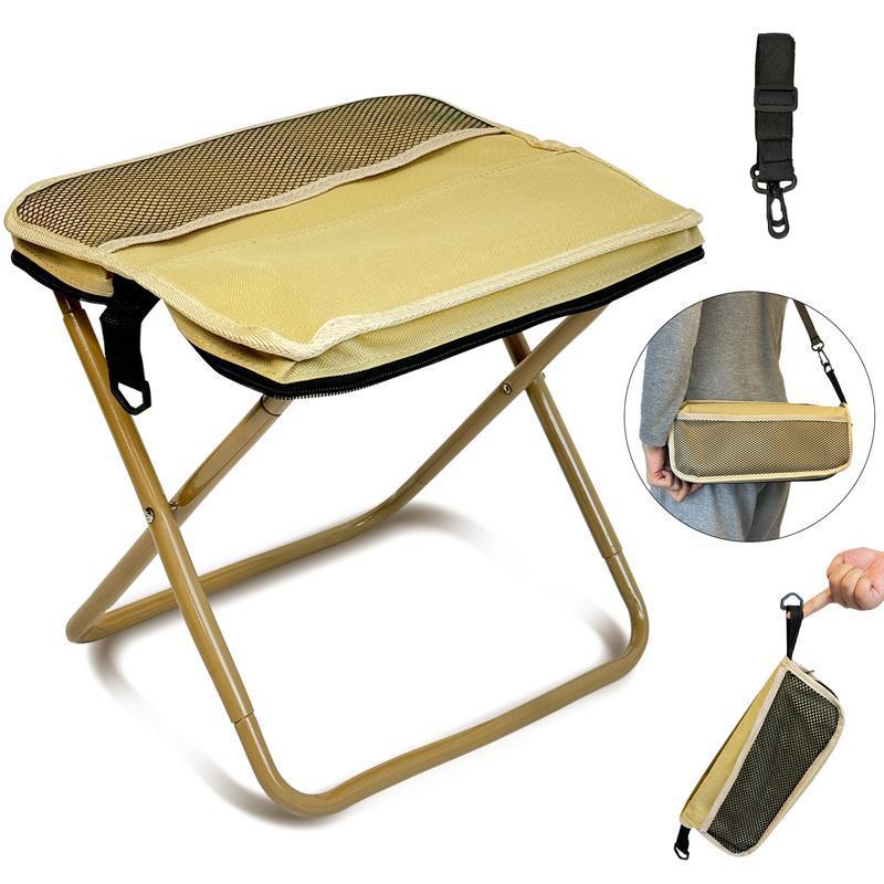 Portable Folding Stool with Carry Bag, Lightweight Foldable Stool, collapsible stools, Outdoor Chair with Pocket, Travel, Bbq, Fishing, Beach, Picnic, Camping Folding Chairs, Folding Lawn Chair, Sturdy Outdoor Bench, Camping Furniture