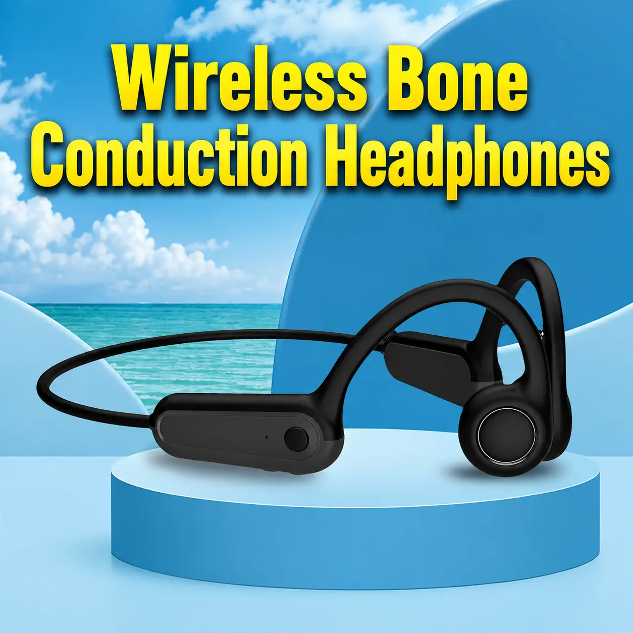 Wireless Bone Conduction Open-Ear Headphones with DualPitch Premium Sound, Smart Mic, IP55 Water-Resistant Rating