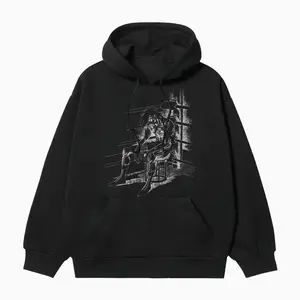 Tomorrow's Joe "Burned Out" Heavyweight Vintage Hoodie Cotton Blend Classic Anime Sweatshirt Menswear Tops Pullover Long Sleeve Casual Biker Black Operator Baggy 88E