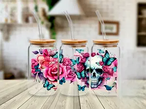 Skull & Roses - UVDTF Wrap for cups/hard surfaces sticker.