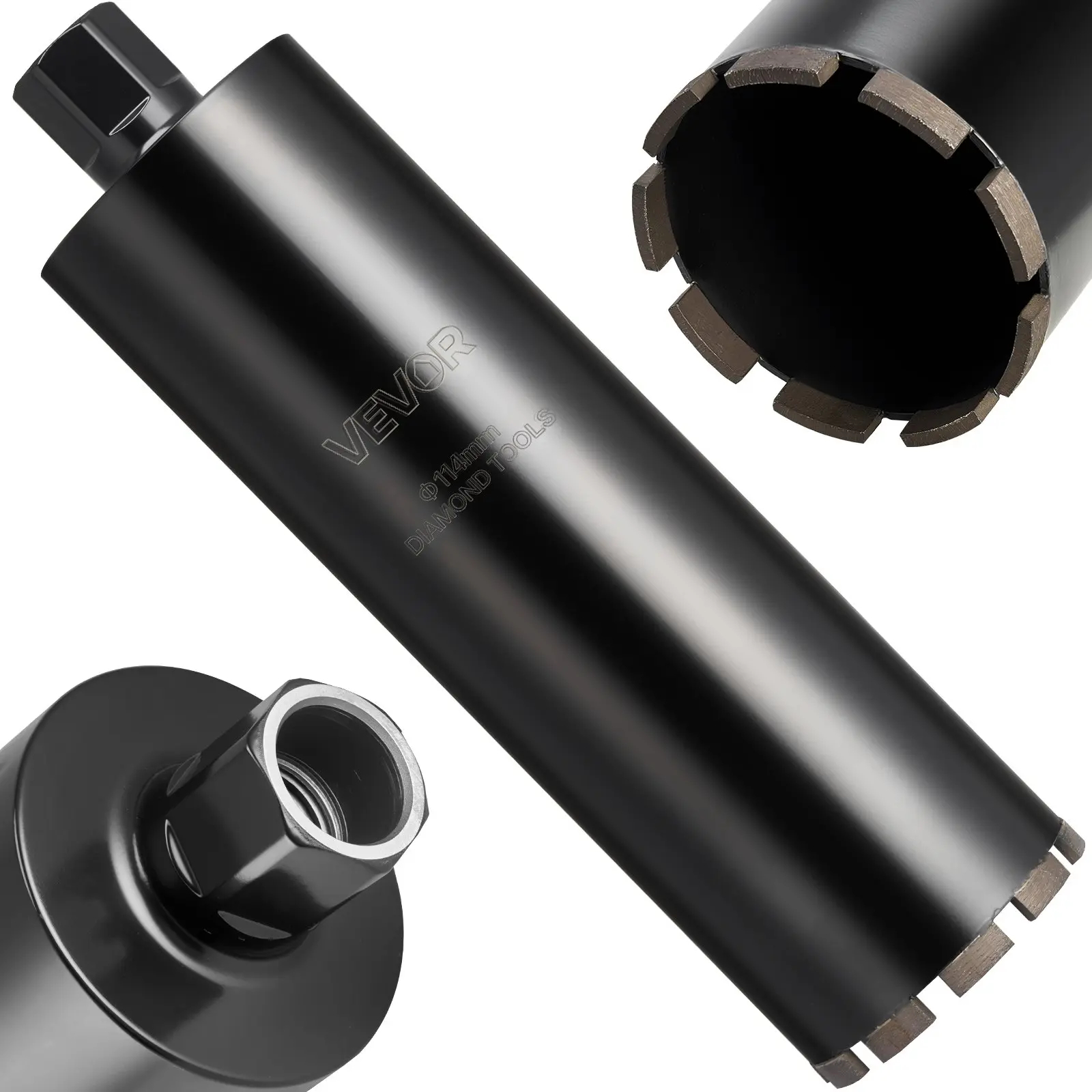 【Summerfinds】VEVOR Wet Diamond Core Drill Bit, 4.5 in Diameter, 14 in Drilling Depth, 1-1/4 in-7 Internal Thread, High-Precision Welded, Diamond Drilling Bits for Reinforced Concrete, Bricks