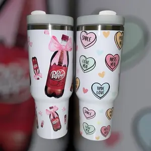 Large 40 Oz Valentine's Tumbler With Handle durable drinkware