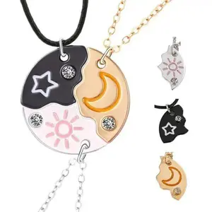 Moon & Star Magnetic Necklace, 2026 New Set of 3 Sun, Puzzle Design BFF Jewelry for Best Friends & Sisters, Ideal Friendship Gift with Rhinestone Detail, Perfecy for Birthday, Anniversary