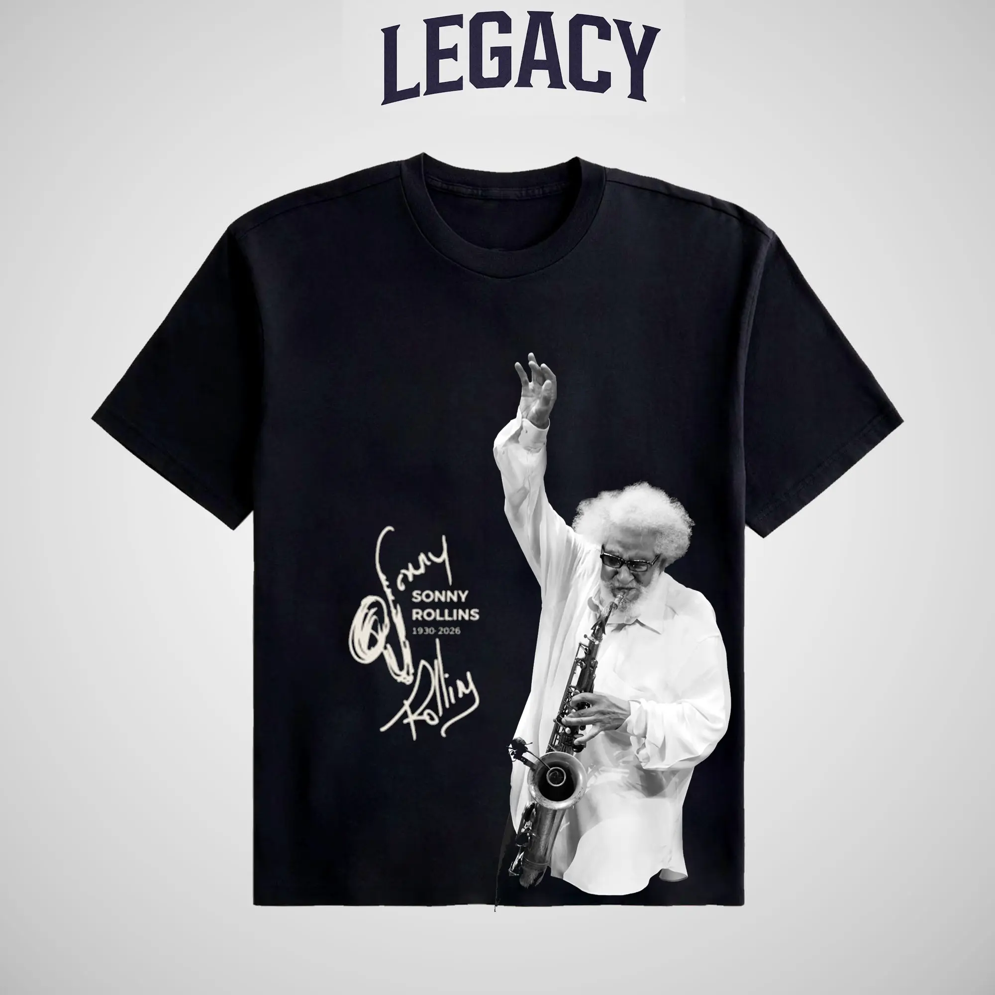 Sonny Rollins - Menswear Cotton Crewneck Short-Sleeve Top - Sonny Rollins Vintage Jazz Graphic Tee, Retro Saxophone Legend Unisex Oversized Streetwear T-Shirt