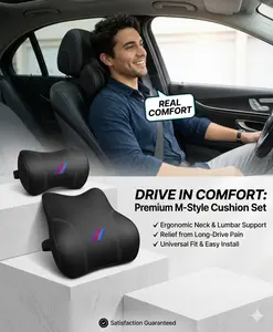 Car Lumbar Support Pillow and Neck Pillow kit for Back & Neck Pain Relief Ergonomic Memory Foam Car Seat Headrest & Lumbar Cushion, Compatible with BMW 1 2 3 4 5 6 7 Series X1 X2 X3 X4 X5 X6 X7 Accessories（Black）