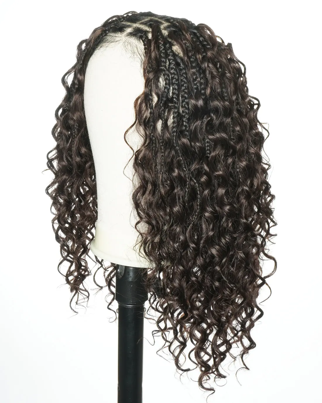 18" Swiss HD Lace Blend Human Hair Glueless Boho Box Braided Wig